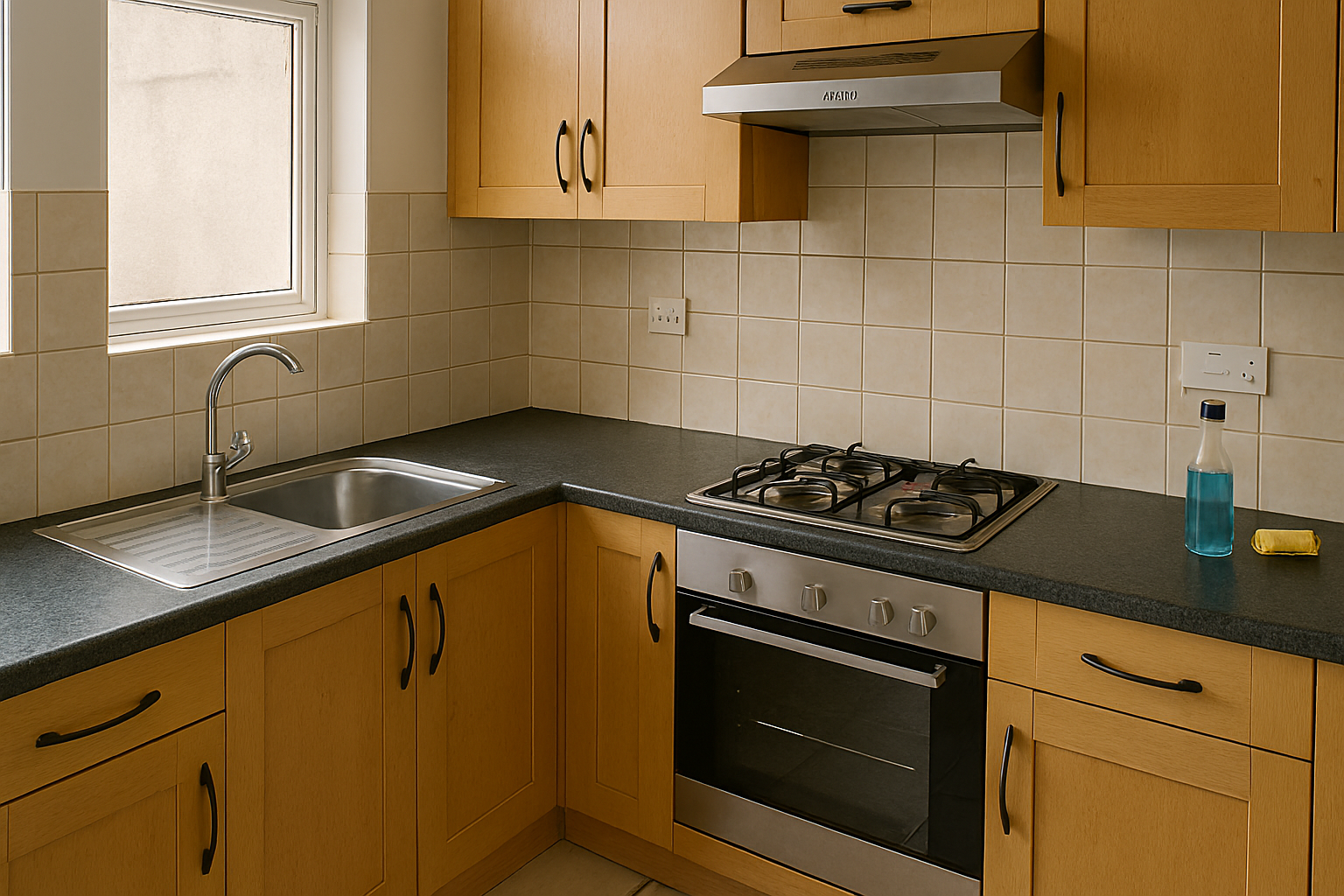 Clean kitchen after cleaning