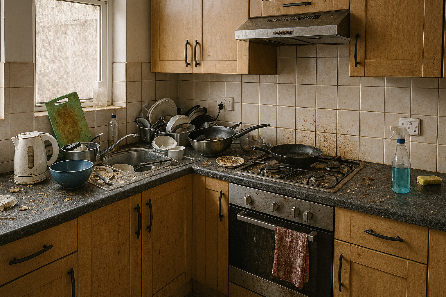 Dirty kitchen before cleaning
